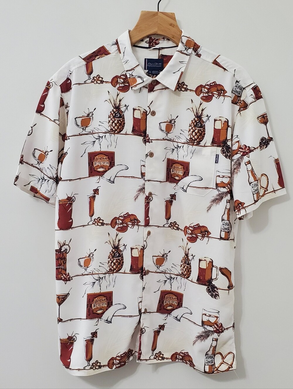 Jack O'Neill Collection Hawaiian Home Brew Tiki Shirt Mens Large